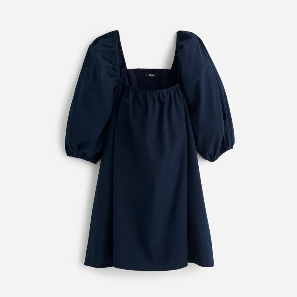 Madewell Navy Puff-Sleeve Mini Dress